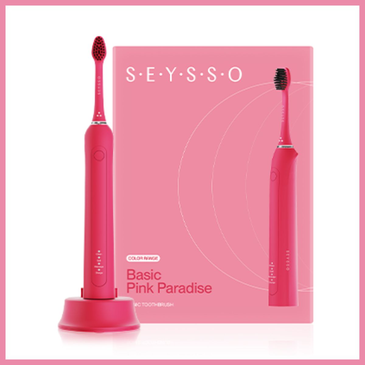 SEYSSO Color Basic Pink Paradise szczoteczka soniczna fioletowa zawartość opakowania