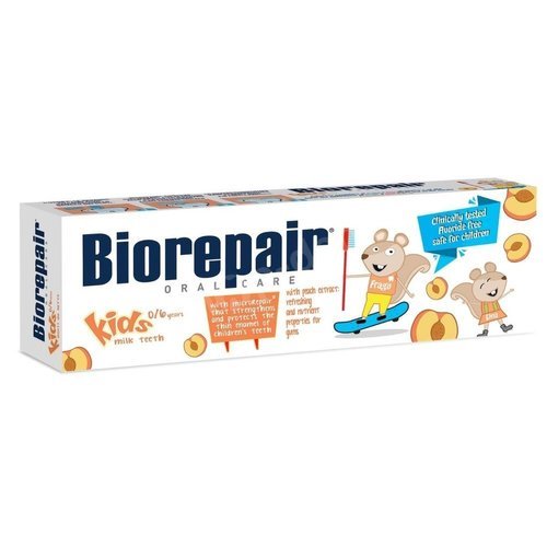 BIOREPAIR Kids Brzoskwinia wzmacniająca pasta dla dzieci 0-6 lat bez fluoru 50 ml