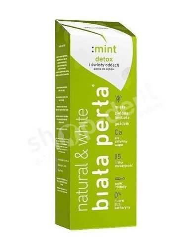 Biała Perła Mint Detox - miętowa pasta do zębów bez fluoru o niskim RDA - 75 ml