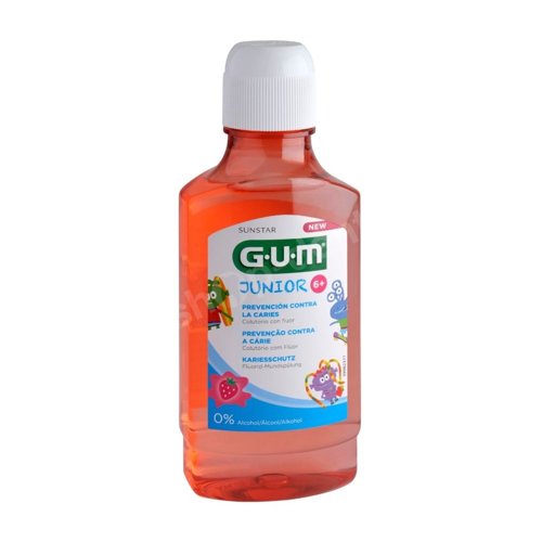 Sunstar GUM Junior 6+ Płyn do płukania jamy ustnej dla dzieci o smaku truskawkowym 300 ml