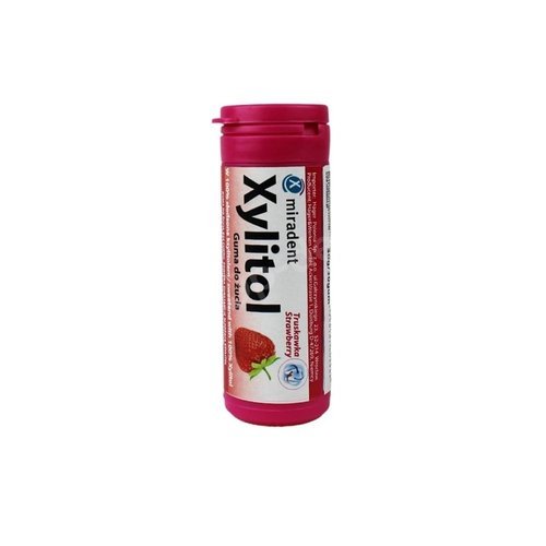 Xylitol Miradent Chewing Gum for Kids Strawberry - Truskawkowe gumy do żucia  przeciw próchnicy dla dzieci 30 szt [OSTATNIE SZTUKI]